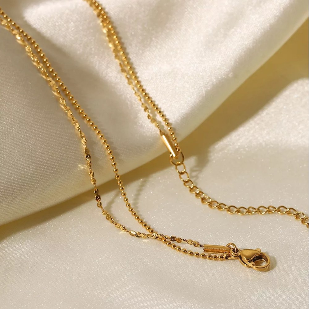 Women's Gold Necklace Double Strand...