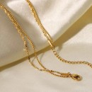Women's Gold Necklace Double Strand with Beaded Wavy Forzatina Chain Steel