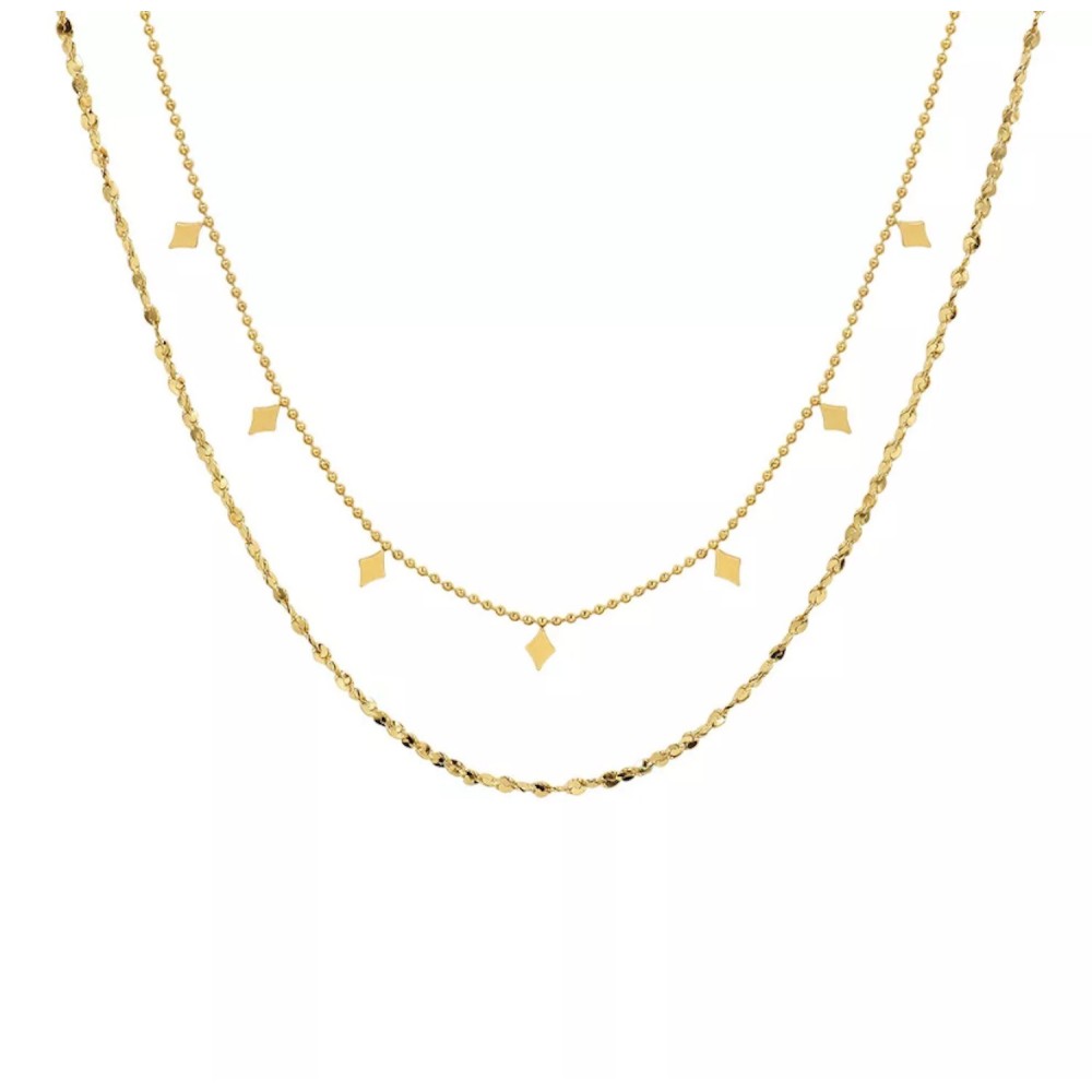 Women's Gold Necklace Double Strand...