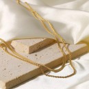 Gold Necklace for Women Double Chain Herringbone Rope Steel