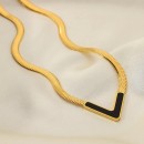 Women's Gold Necklace Choker in Steel Fishbone Pattern V
