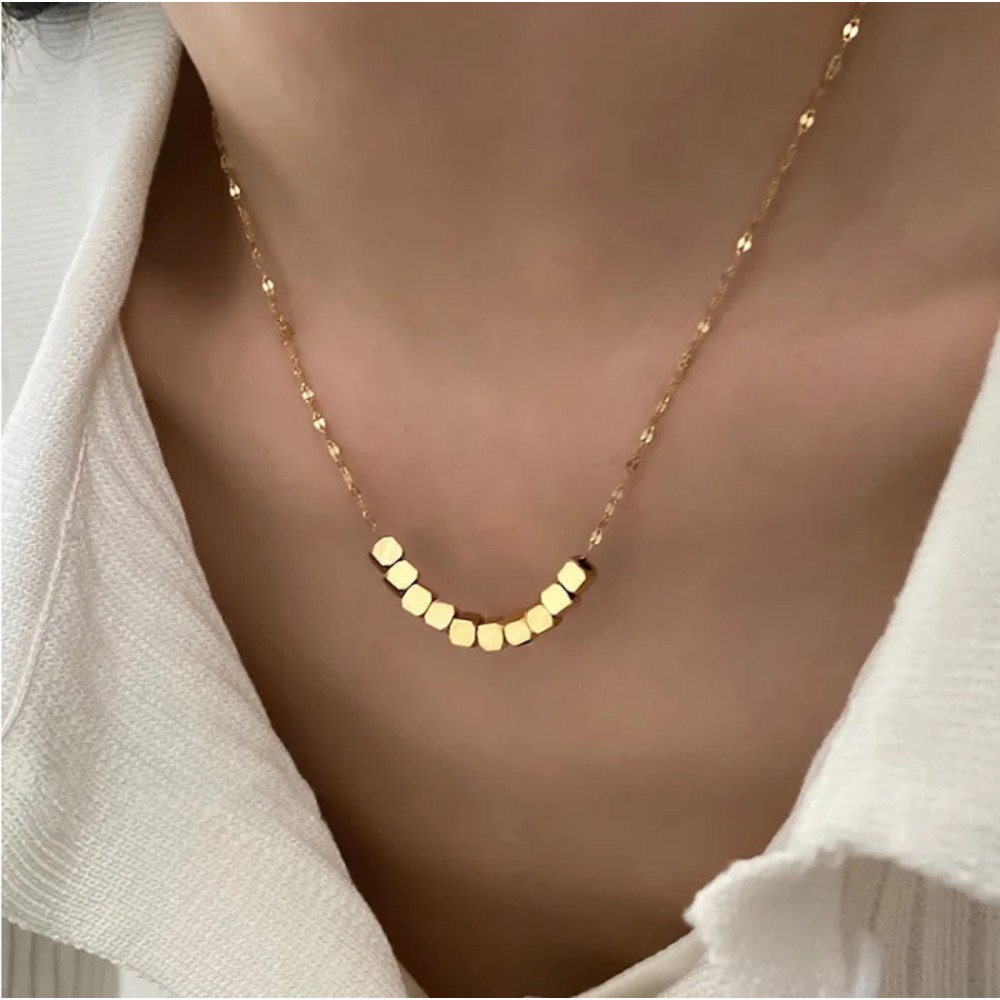 Gold Steel Necklace for Women with a...