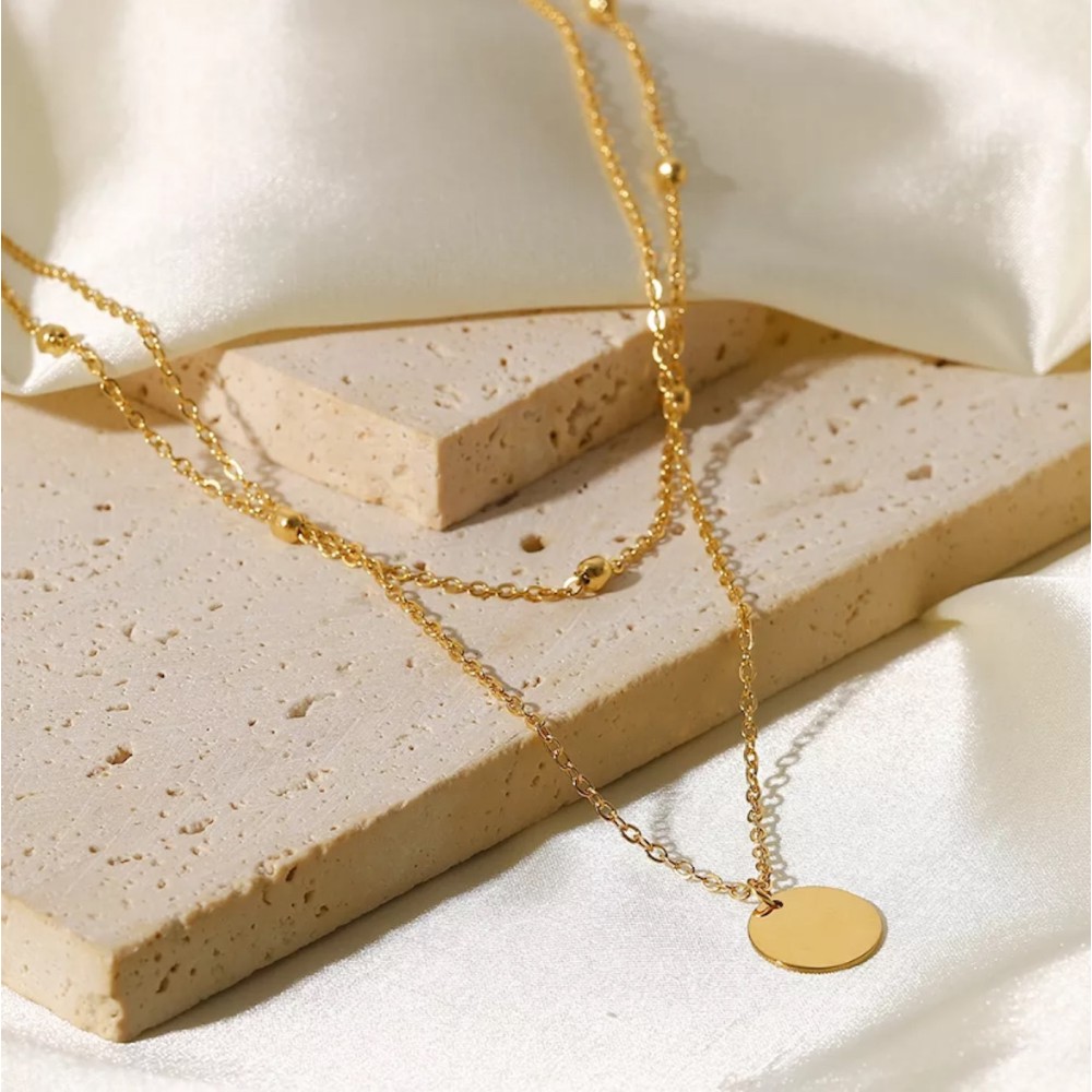 Women's Gold Necklace Double Strand...