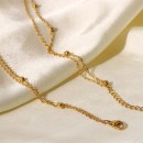 Women's Gold Necklace Double Strand Beaded Cable Chain Stainless Steel