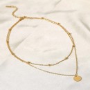 Women's Gold Necklace Double Strand Beaded Cable Chain Stainless Steel