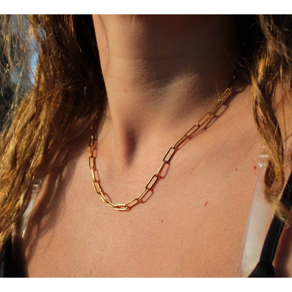 Gold Staple Necklace in Steel Women's...
