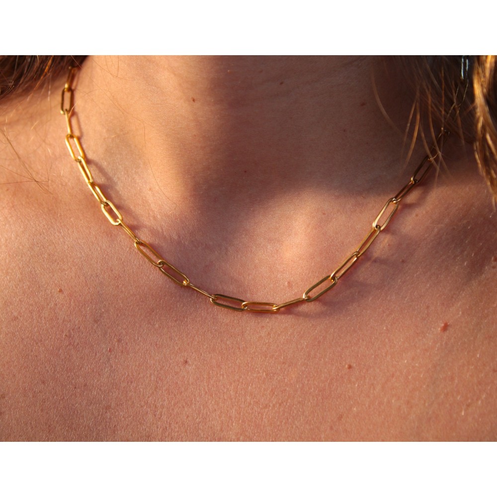 Gold Staple Necklace in Steel Women's...