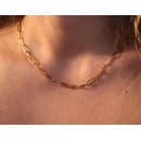 Gold Staple Necklace in Steel Women's Choker Chain