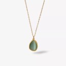 Women's Gold Necklace with Green Stone Talisman Pendant in Steel
