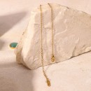 Collana Donna Oro Ciondolo Talismano Pietra Verde Acciaio