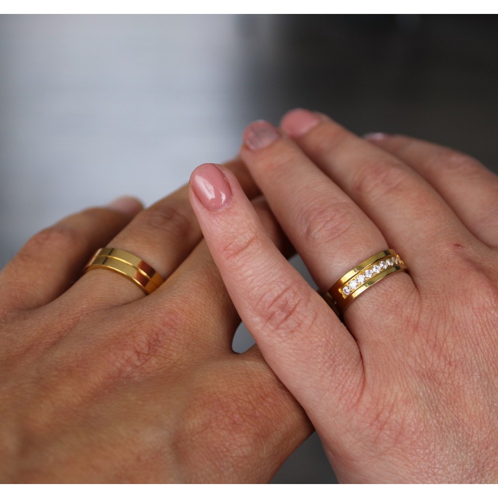 Couple Rings Steel Bands Him and Her...