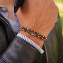 Bracelet with Hard Stones, Beads, Balls, Unisex Spring, Tiger Eye, 925 Silver