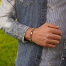 Bracelet with Hard Stone Beads for Men and Women with Turquoise and Hematite on a 925 Silver Spring