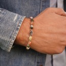 Men Women Bracelet Alashan Rainbow Agate Stones Irregular and 925 Silver