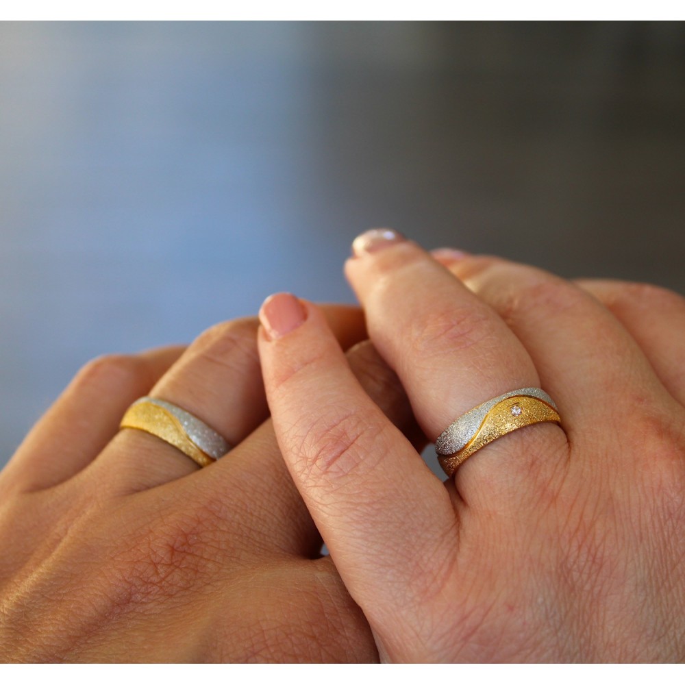 Couple Rings Steel and Gold Bands for...