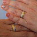 Couple Rings Steel and Gold Bands for Him and Her with Zirconia