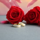 Couple Rings Steel and Gold Bands for Him and Her with Zirconia