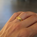 Pair of classic Simple 6mm Steel Wedding Rings with gold engraving