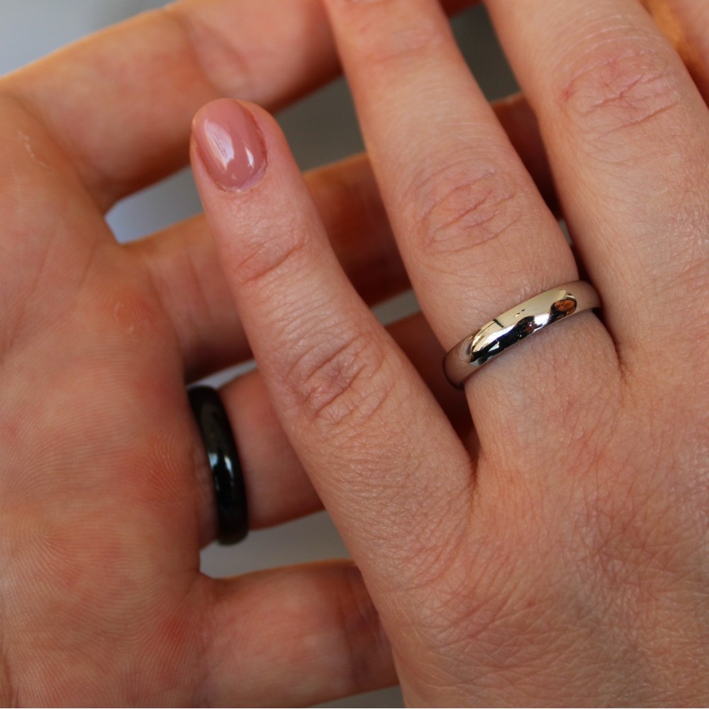 Simple steel wedding bands, silver...