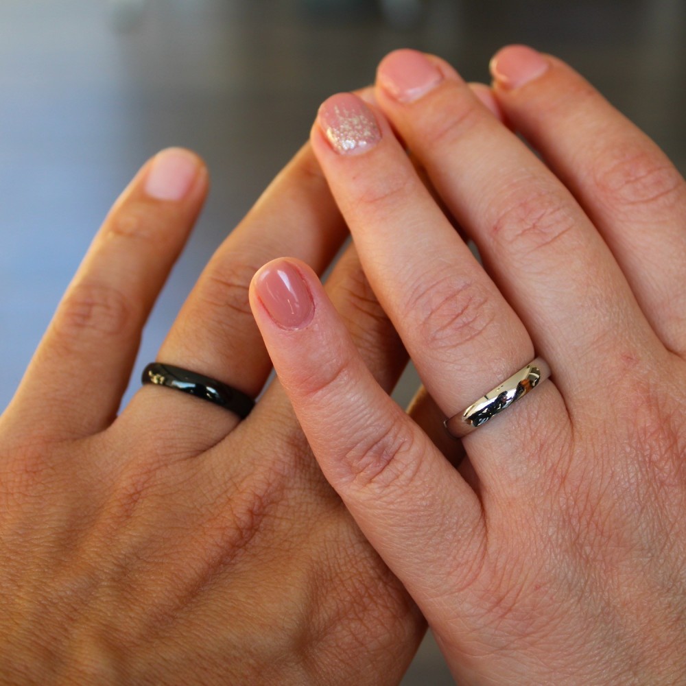 Simple steel wedding bands, silver...