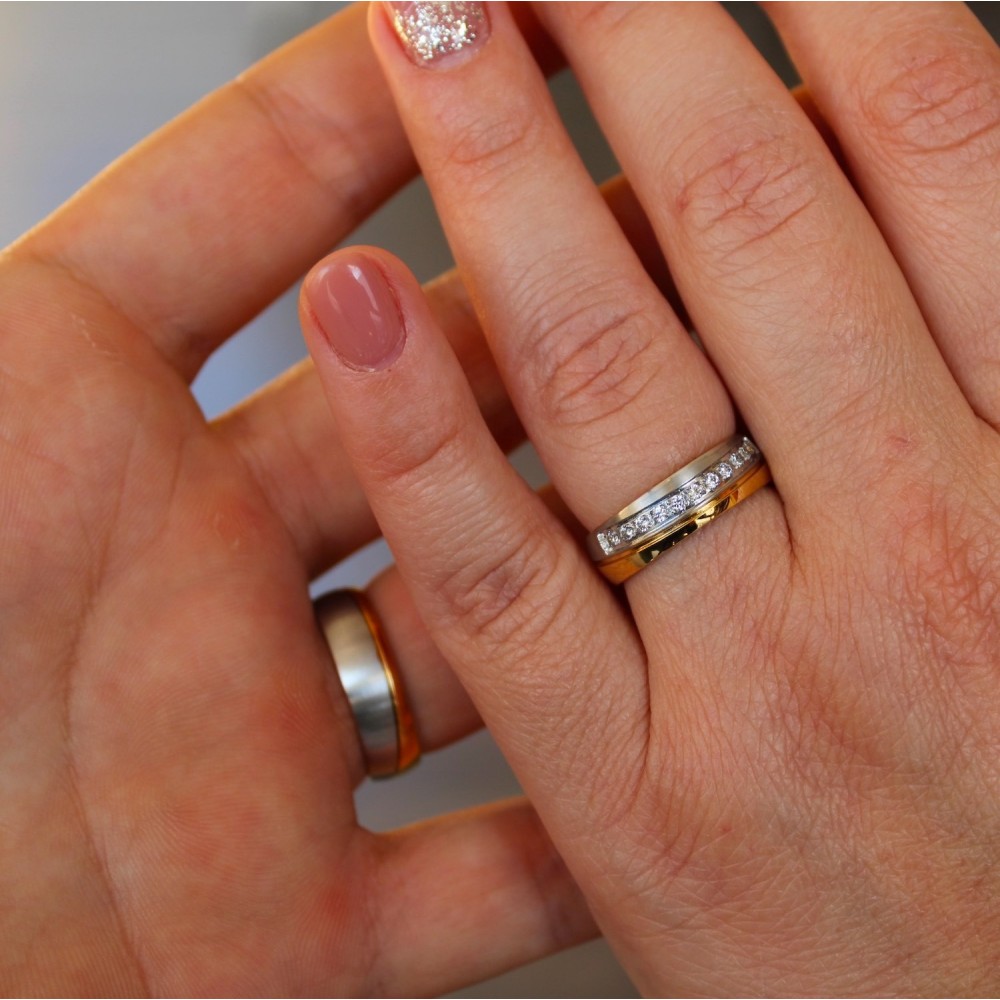 Couple Rings Bands Steel His and Hers...