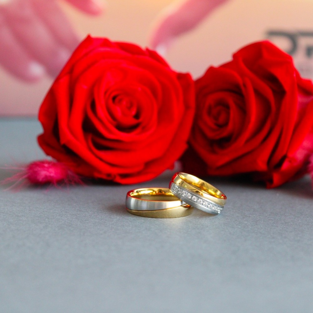 Couple Rings Bands Steel His and Hers...