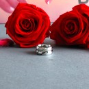 Couple of steel rings, half heart engraving.