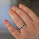 Couple of steel rings, half heart engraving.