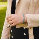 Men's and Women's Blue Apatite, Hematite, and 925 Silver Hardstone Bracelet