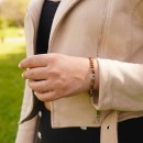 Men Women Bracelet Hard Stones 4mm Cubes Tiger Eye and 925 Silver