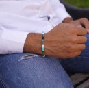 925 Silver Bracelet with 6mm Natural Turquoise, Tiger Eye, Aulite, and Agate Gemstones