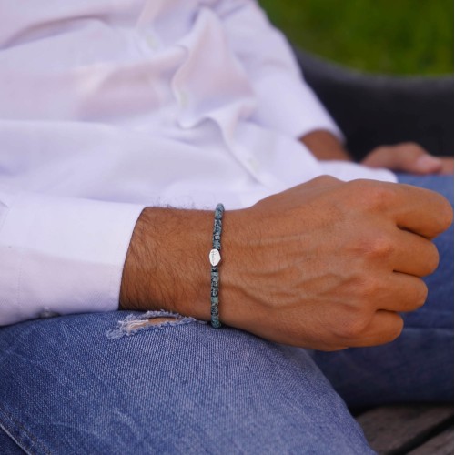 Bracciale Turchese uomo donna pietre heishi argento Braccialetto 2