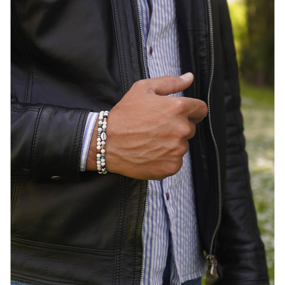 Unisex Double Wrap Beaded Stone...