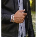 Unisex Double Wrap Beaded Stone Bracelet with 4 mm Silver 925 Beads