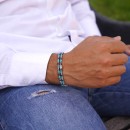 Heishi Bracelet with Hard Stones for Men and Women with Turquoise, Hematite, and 925 Silver Spring
