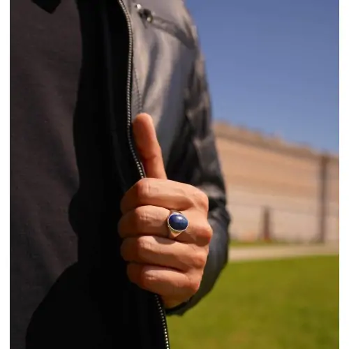 Anello massiccio Chevalier Argento 925 Uomo Donna con Pietra Blu 2