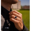 Unisex 925% Silver Ring with Black Square Head