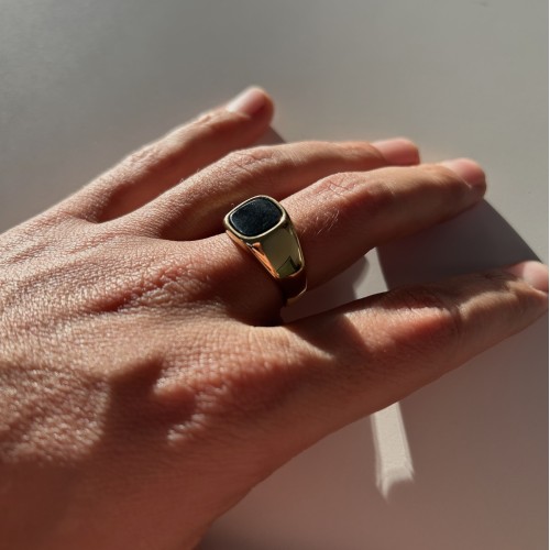 Square Gold Steel Ring Men... 2