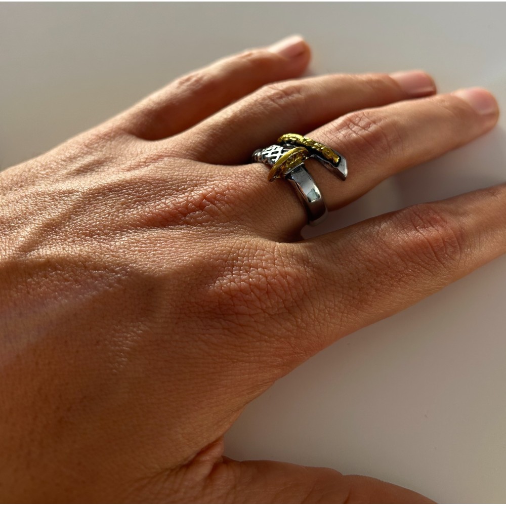 Steel ring for men and women with...