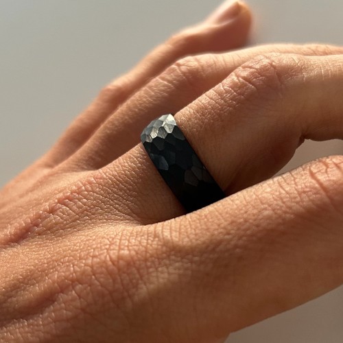 8mm Black Hammered Tungsten... 2