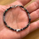 Bracciale a Palline 4 MM Uomo Donna Pietre Turchese, Agata, Argento 925