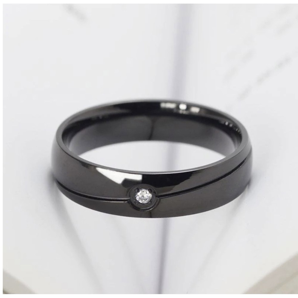 Black Steel Ring for Men and Women...