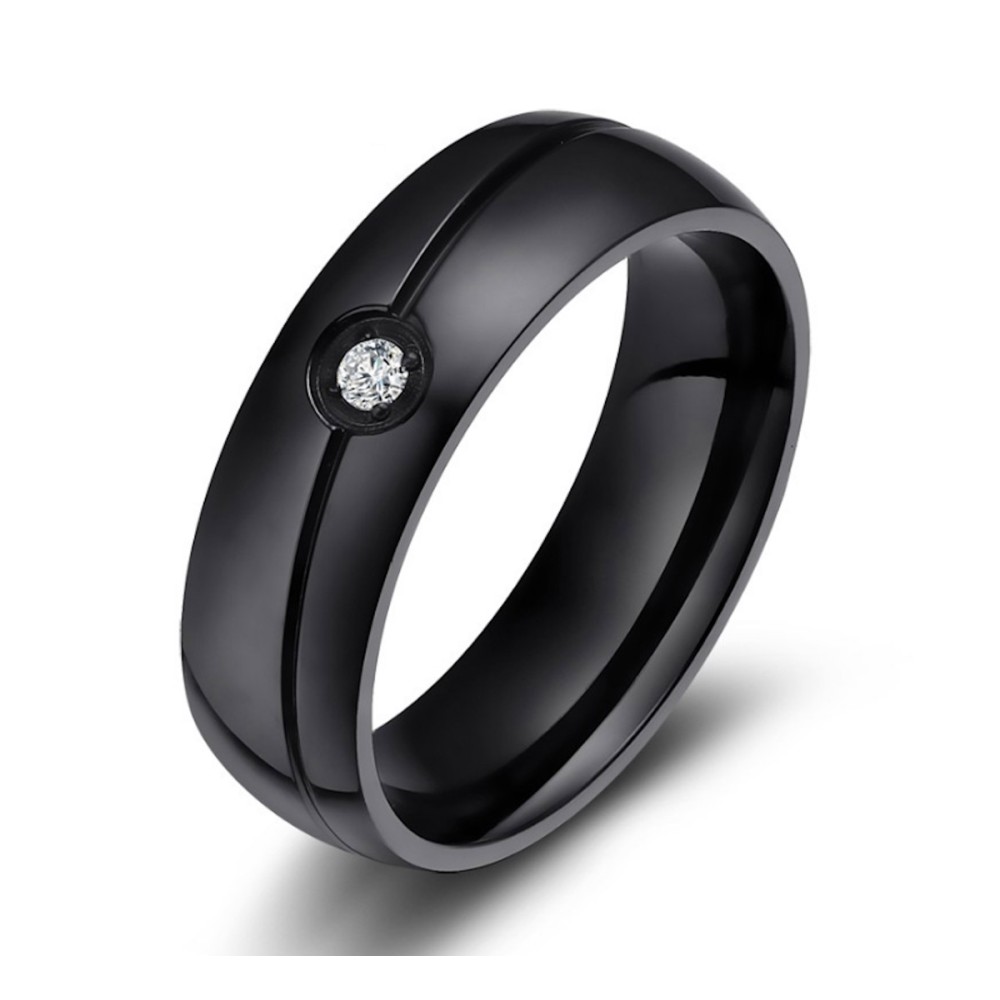 Black Steel Ring for Men and Women...