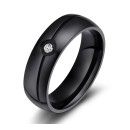 Anello Uomo Donna Acciaio Fascia Nero Solitario