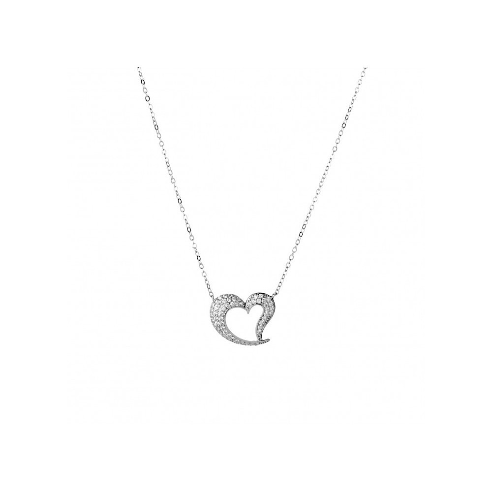 925 Silver Women's Necklace with Pavè...
