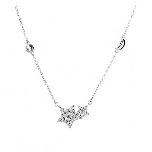 Catenina Argento Stelle Luna Zircone Cristalli