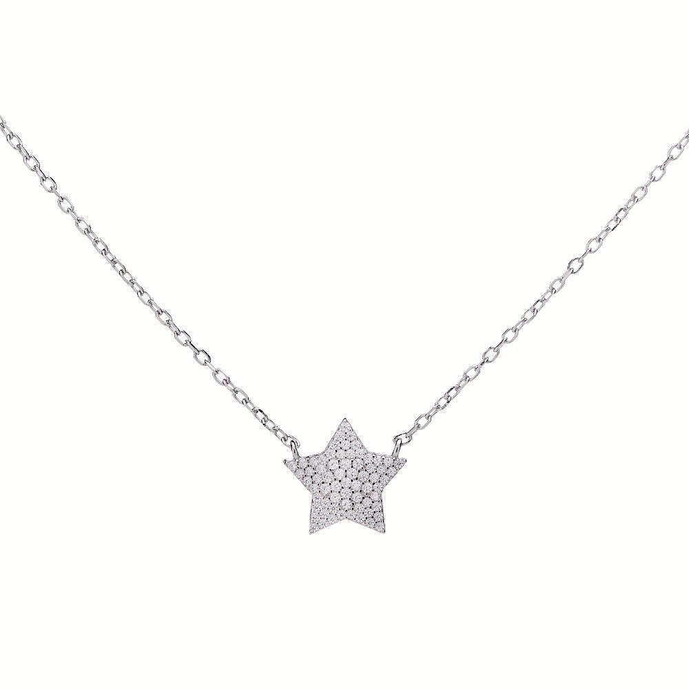 Catenina Argento 925 Stella Zircone Cristalli