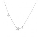 925 Silver Chain with Stars and Zircons Plated in White Gold