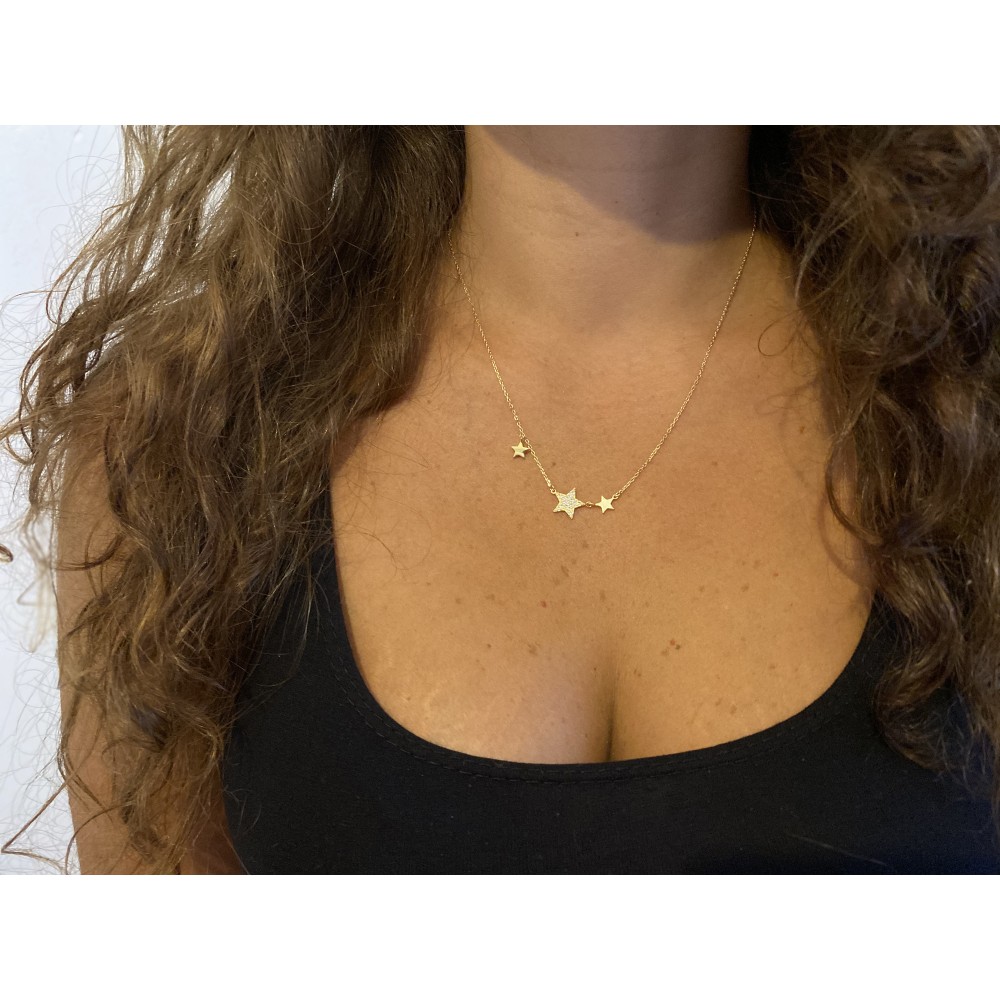 Girocollo stelle argento 925 e cristalli placcata oro