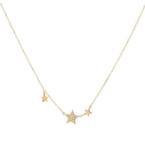 Catenina Argento 925 Stelle Zirconi Oro